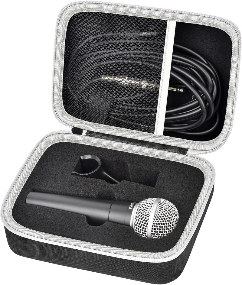 casmilee Microphone Case Compatible with Shure SM58/ SM57/ PGA48/ SM58S/ BETA 58A/ PGA58 Cardioid Dynamic Vocal Microphones, Handheld Mic Karaoke Tool Storage for A25D Stand Adapter and Cable - Box Only -Black - Image 1